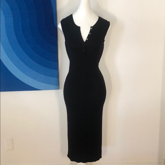 ATM Anthony Thomas Melillo Dresses & Skirts - Black fitted ATM stretch cotton light ribbed dress